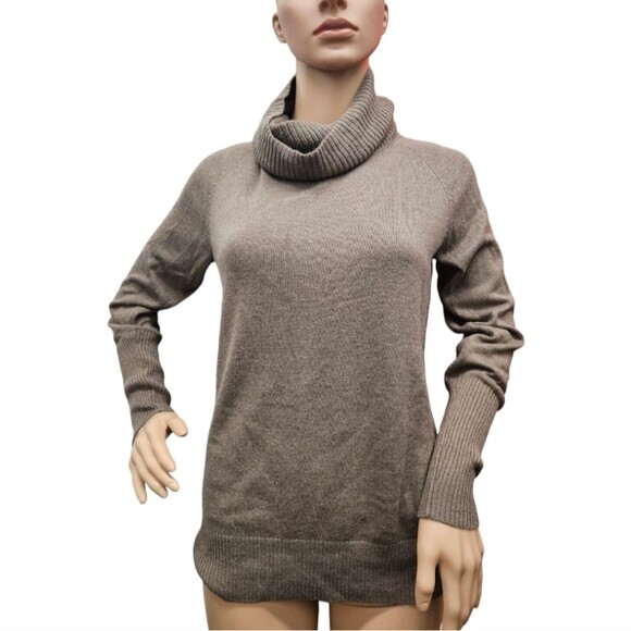 Loft tan turtleneck sweater, ribbed collar small - Picture 2 of 7